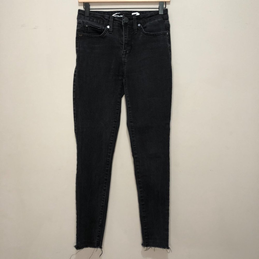 Seven7 Button Fly Raw Hem Skinny Jean Black Size 4